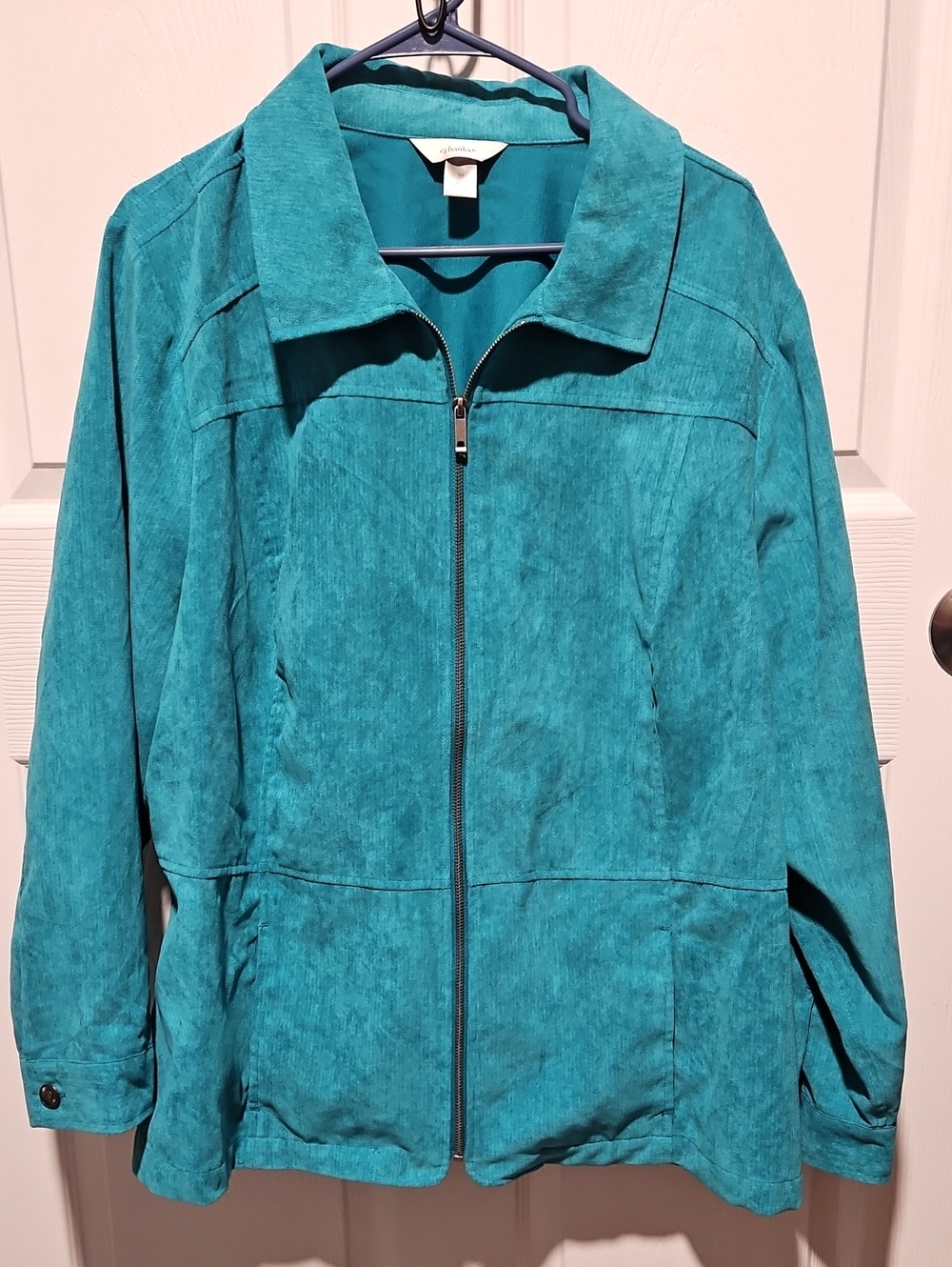 CJ Banks Teal Zip-Up Utility Jacket Size 3XL